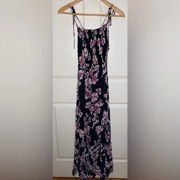 Free People Garden Party Floral Maxi Dress XS, Boho, Orchids, Whimsigoth NWT - Picture 3 of 7
